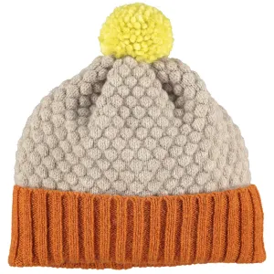 Kids' Oatmeal & Rust Honeycomb Bobble Hat