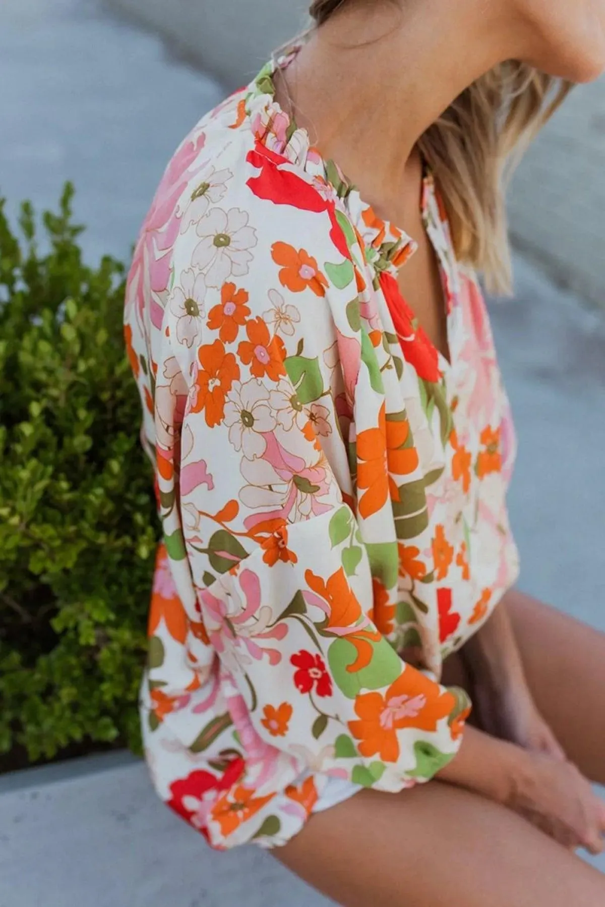 Latest Blooming Flowers Puff Sleeve Blouse - Get Yours Now!