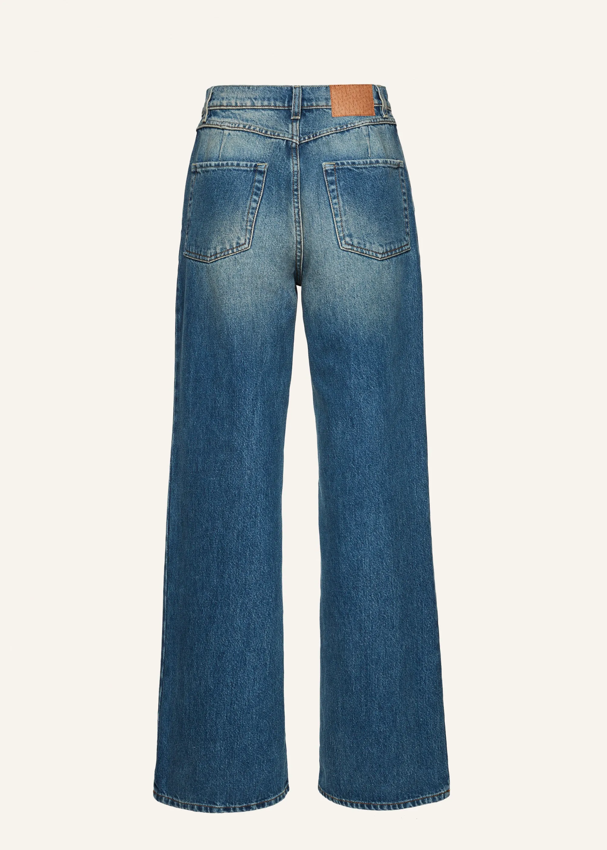 Loose-leg denim pants in washed blue