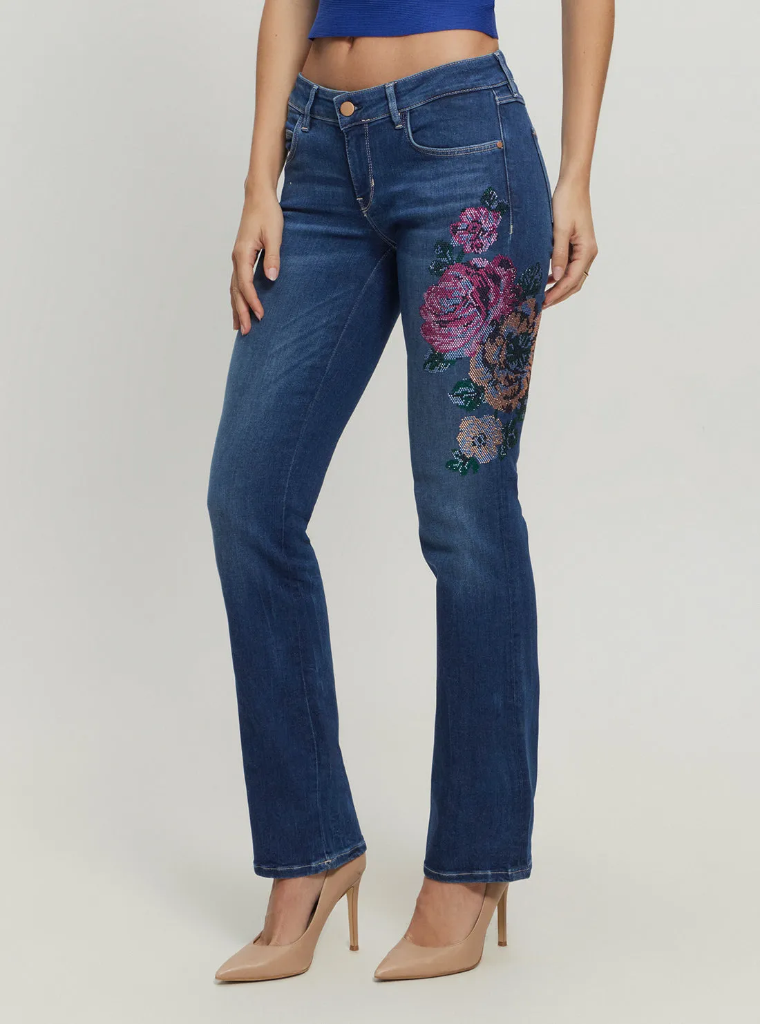 Low-Rise Hermosa Straight Denim Jeans in Dark Wash