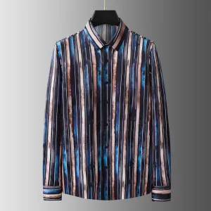 Luxury Men's Striped Long Sleeve High-quality Smart Casual Shirt