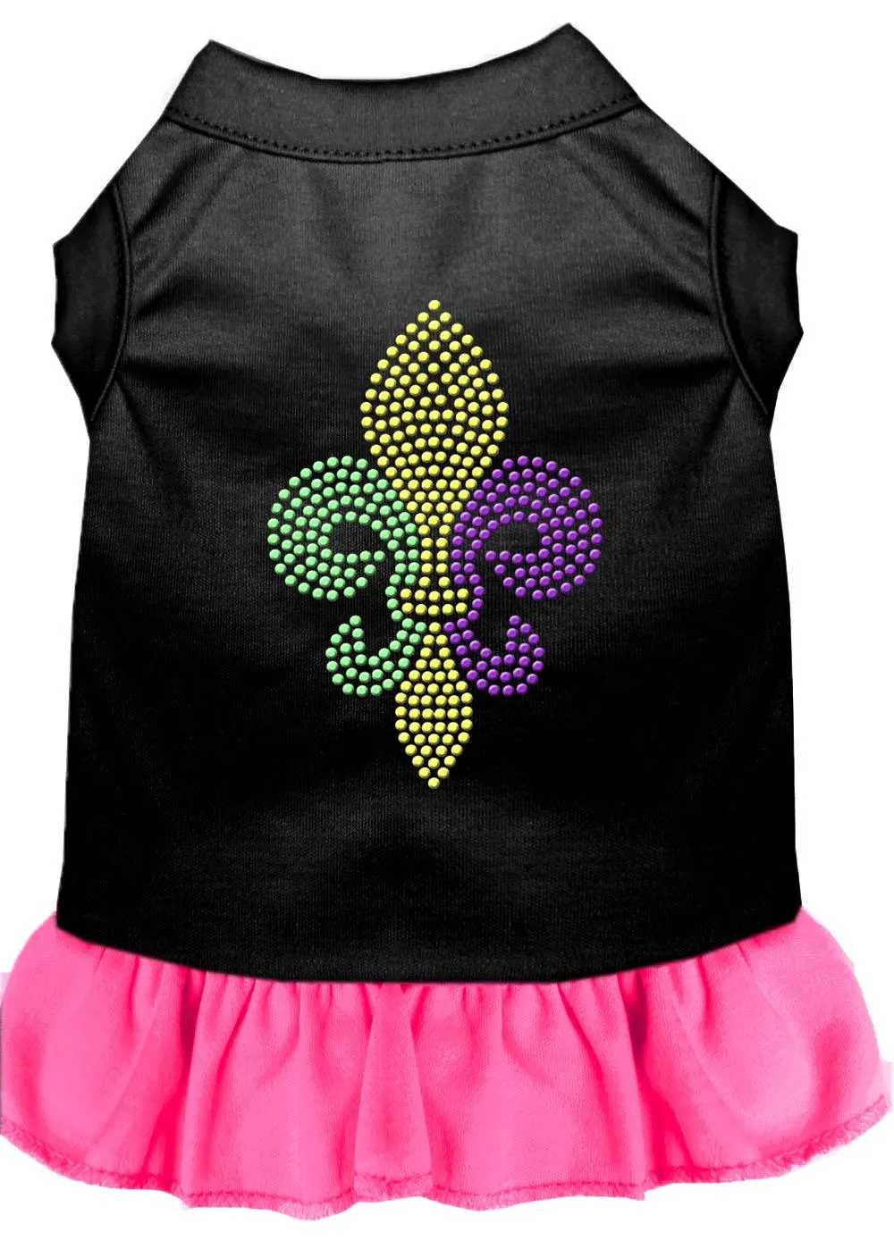 Mardi Gras Fleur De Lis Rhinestone Dress Black With Bright Pink Xl (16)