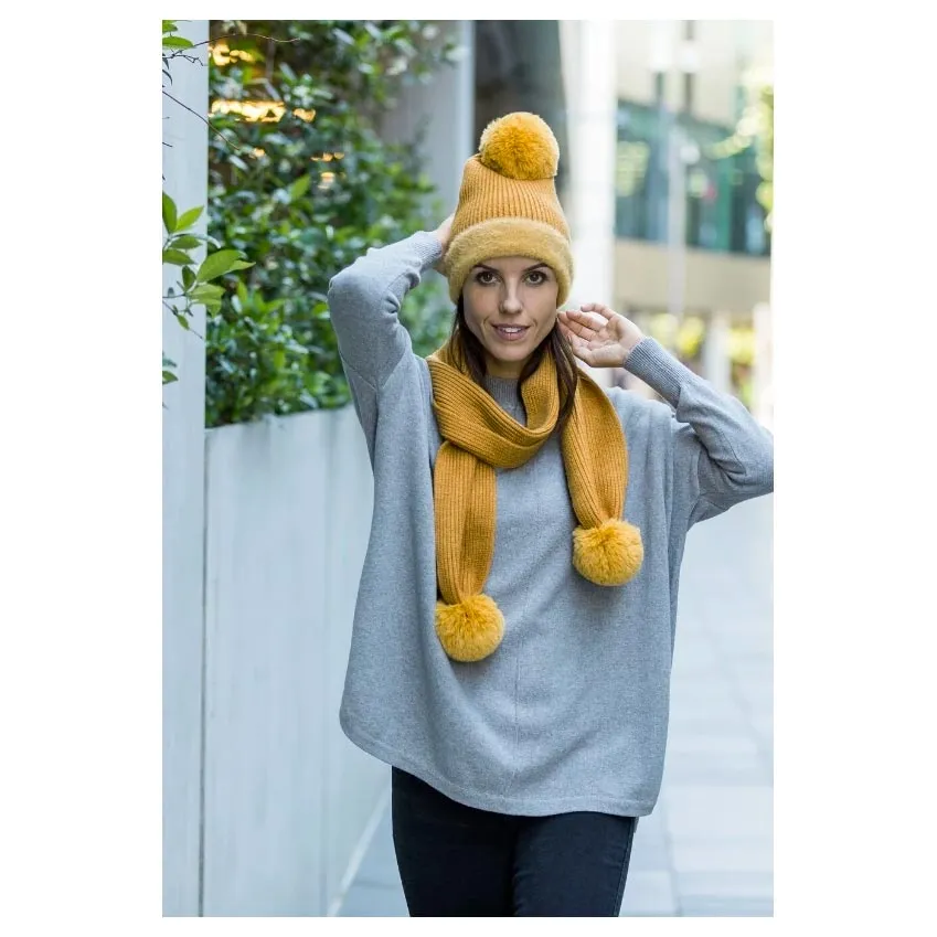 Marigold Fur Pom Pom Scarf