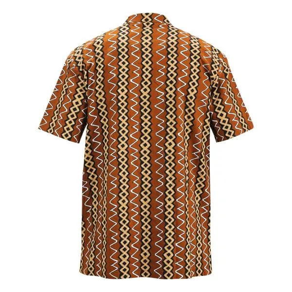 MEN'S BROWN ANKARA SHORT SLEEVE SHIRT