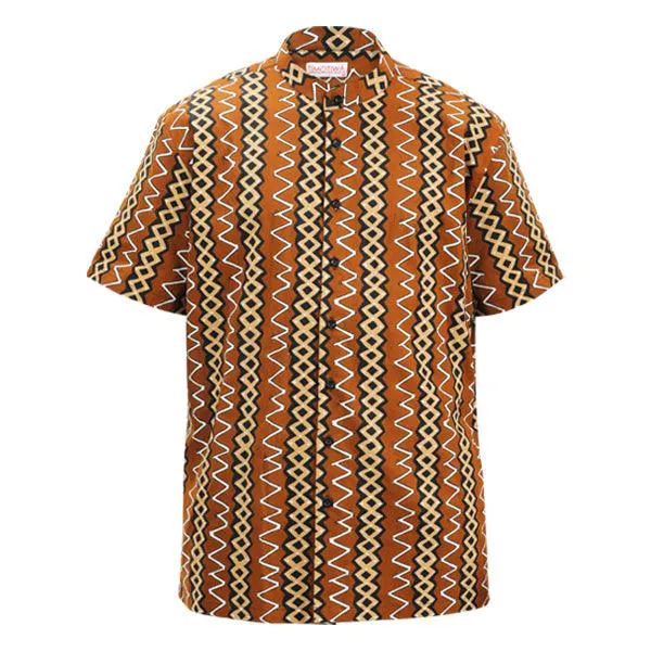 MEN'S BROWN ANKARA SHORT SLEEVE SHIRT