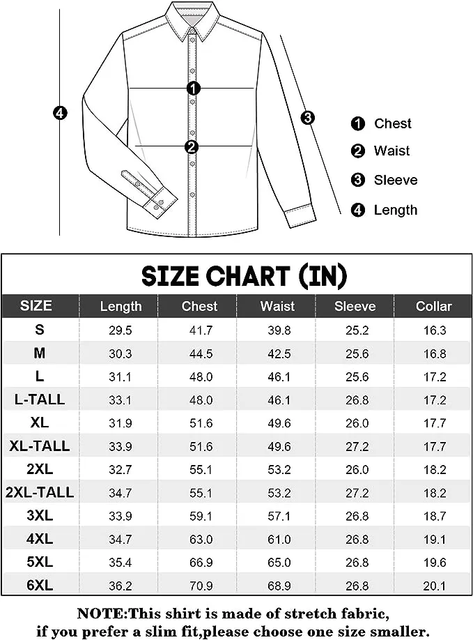 Men's Dress Shirts Wrinkle-Free Long Sleeve Stretch Solid Formal Business Button Down Shirt with Pocket - Dark Purple