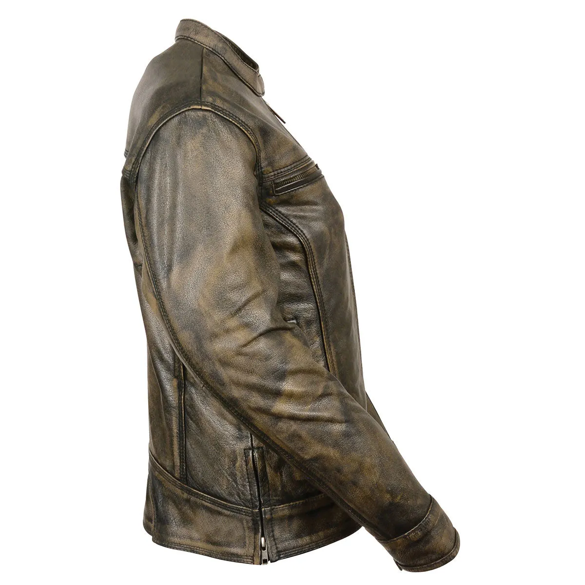 Milwaukee Leather MLL2550 Women's Scooter Distressed Brown Leather Vented Motorcycle Jacket