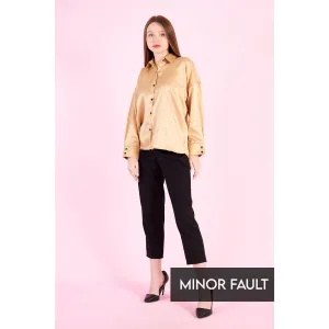 (Minor Fault) Gold Button Down Satin Shirt