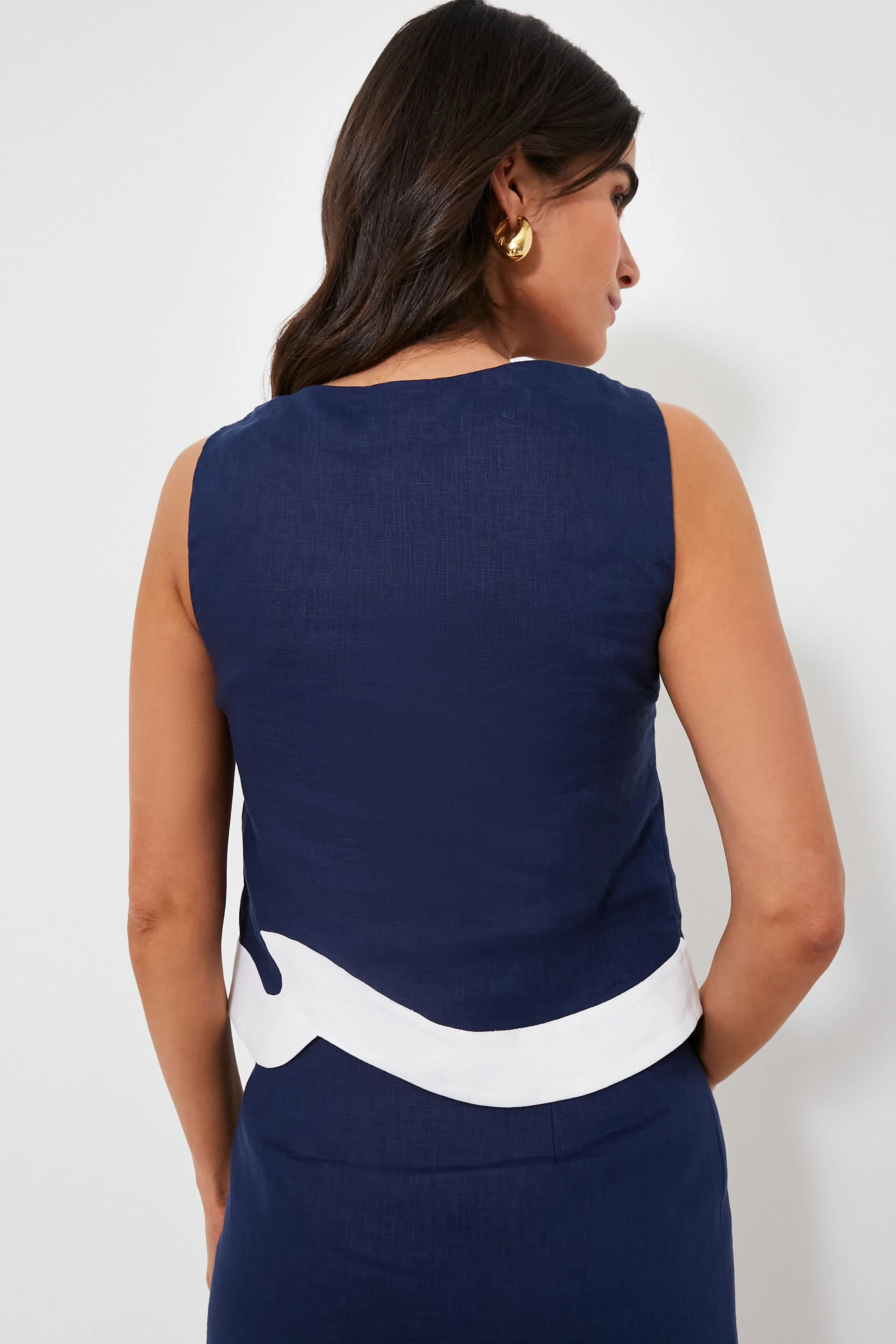 Navy and White Raphael Top