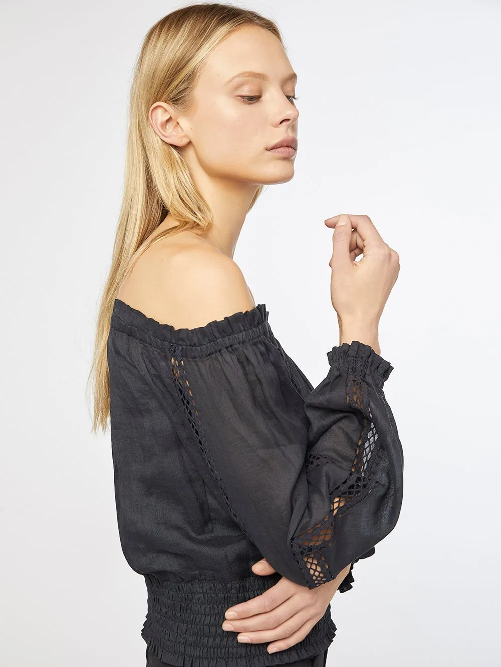 Off The Shoulder Top -- Noir