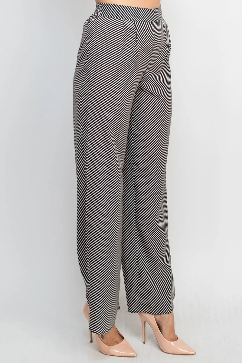 Philosophy Mid Waist Pull On Wide Leg Pleat Front Encased Elastic Back Woven Pants