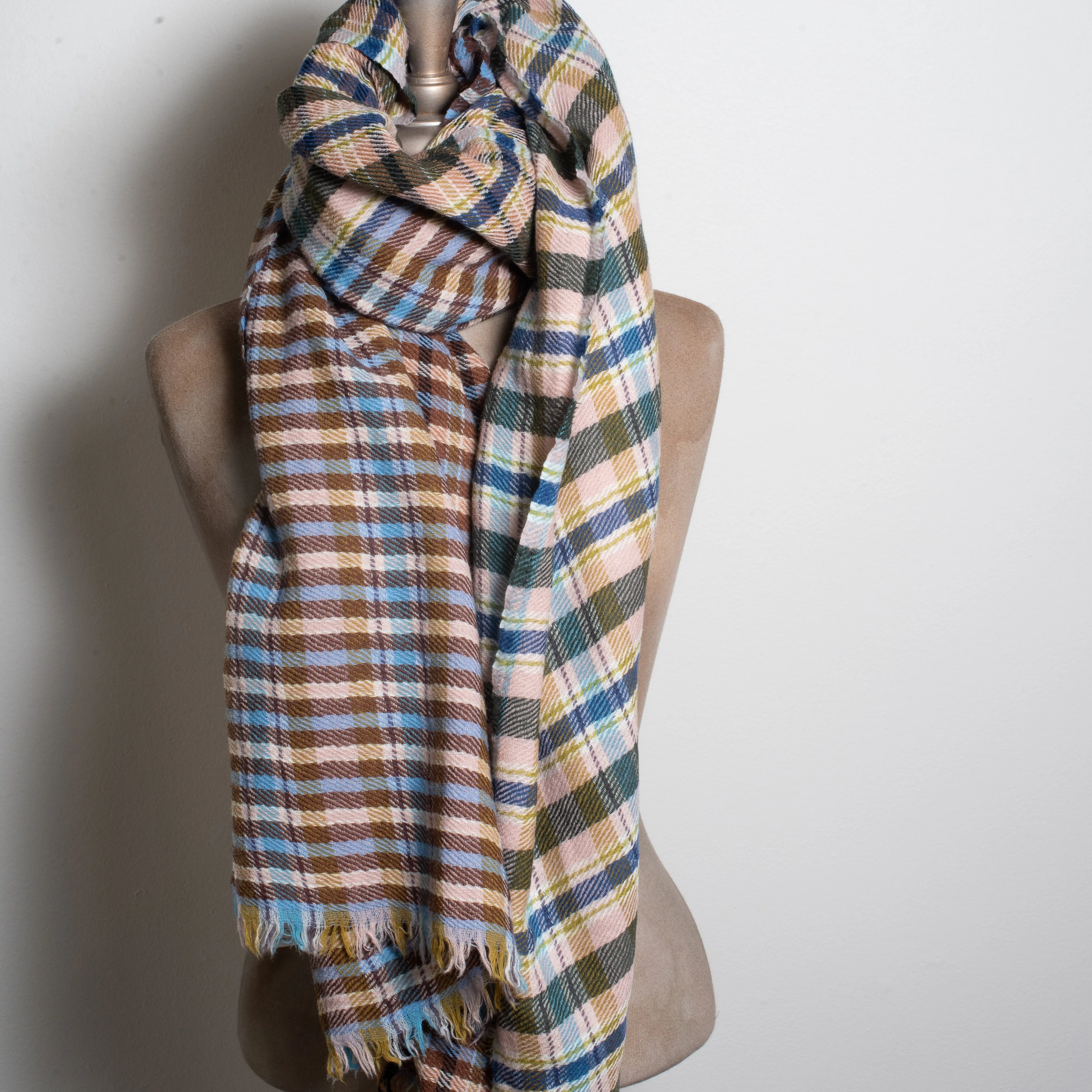 Épice "2331 Check" Stole/Scarf (blue/brown)