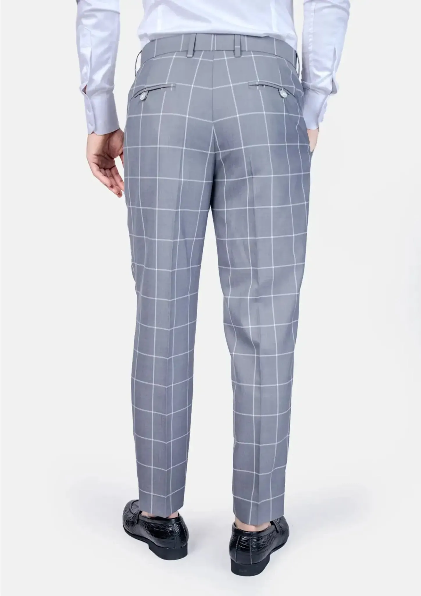 Powder Grey Windowpane Pants