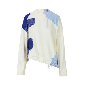 Pre Order:  Blue Patches Tassels Knitted Sweater