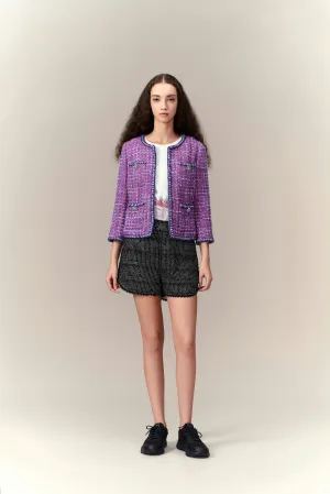 Primary Color Illusion Chunky Woven Tweed Jacket