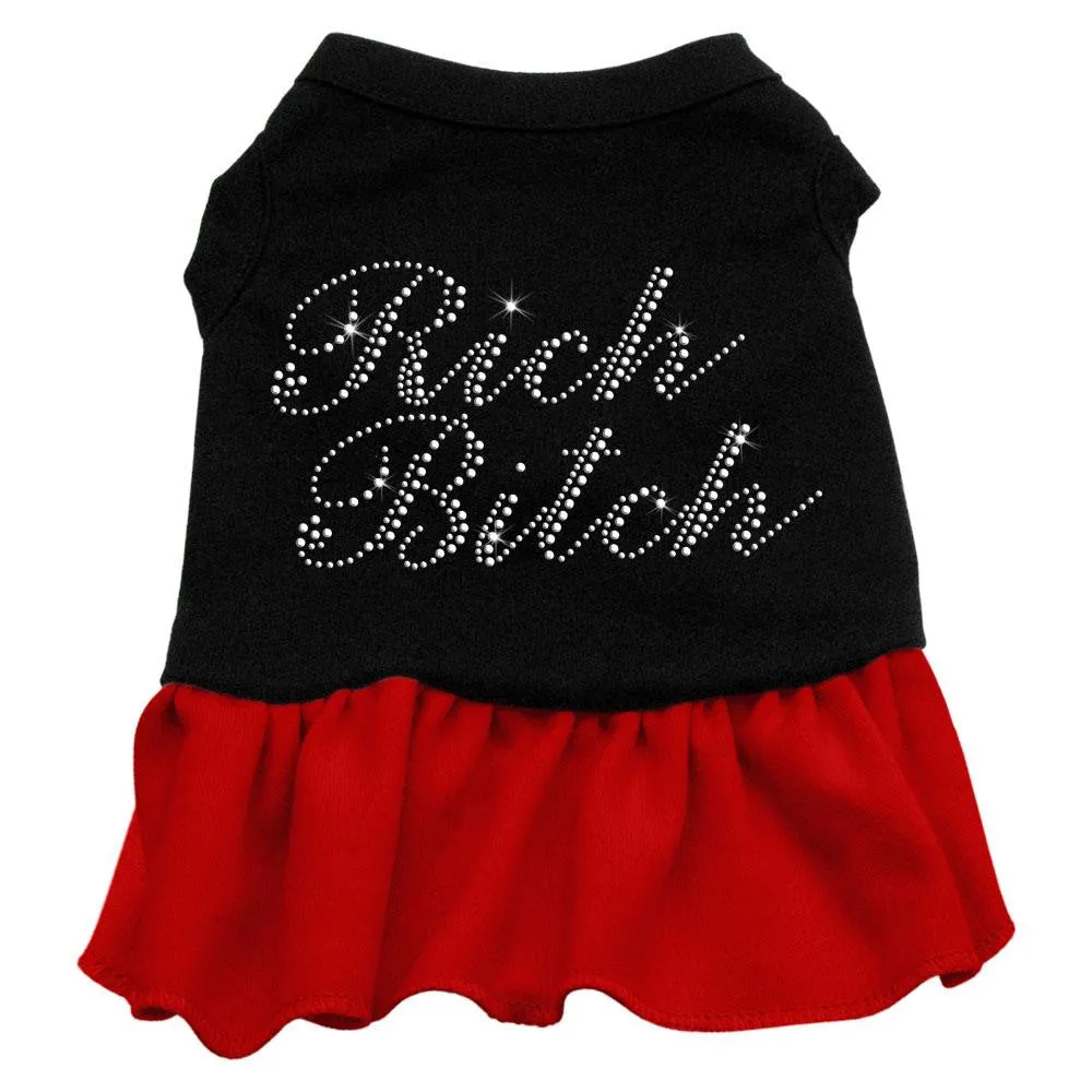 Rhinestone Rich Bitch Dress  Black with Red Sm (10)