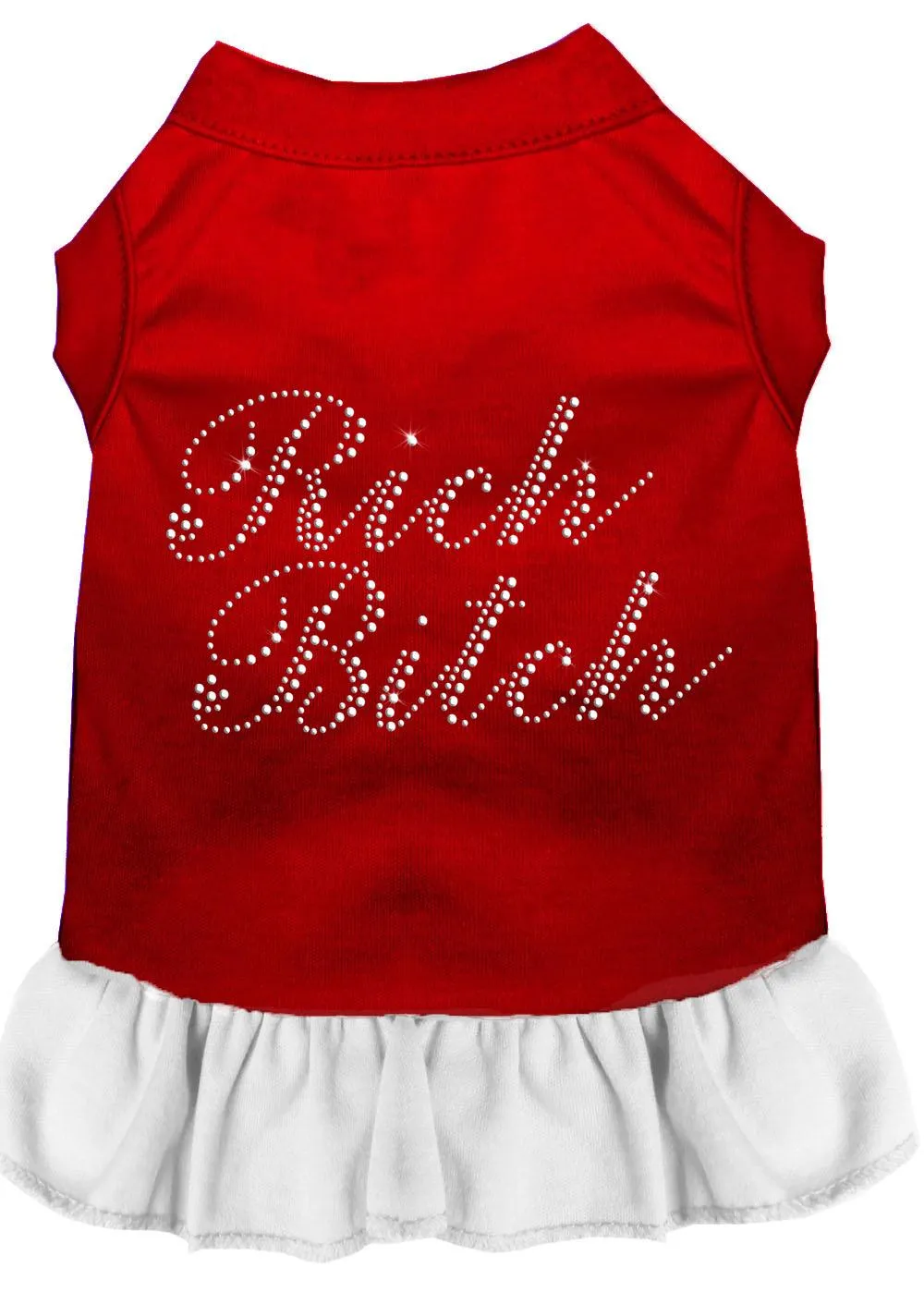 Rhinestone Rich Bitch Dress Red With White Med (12)