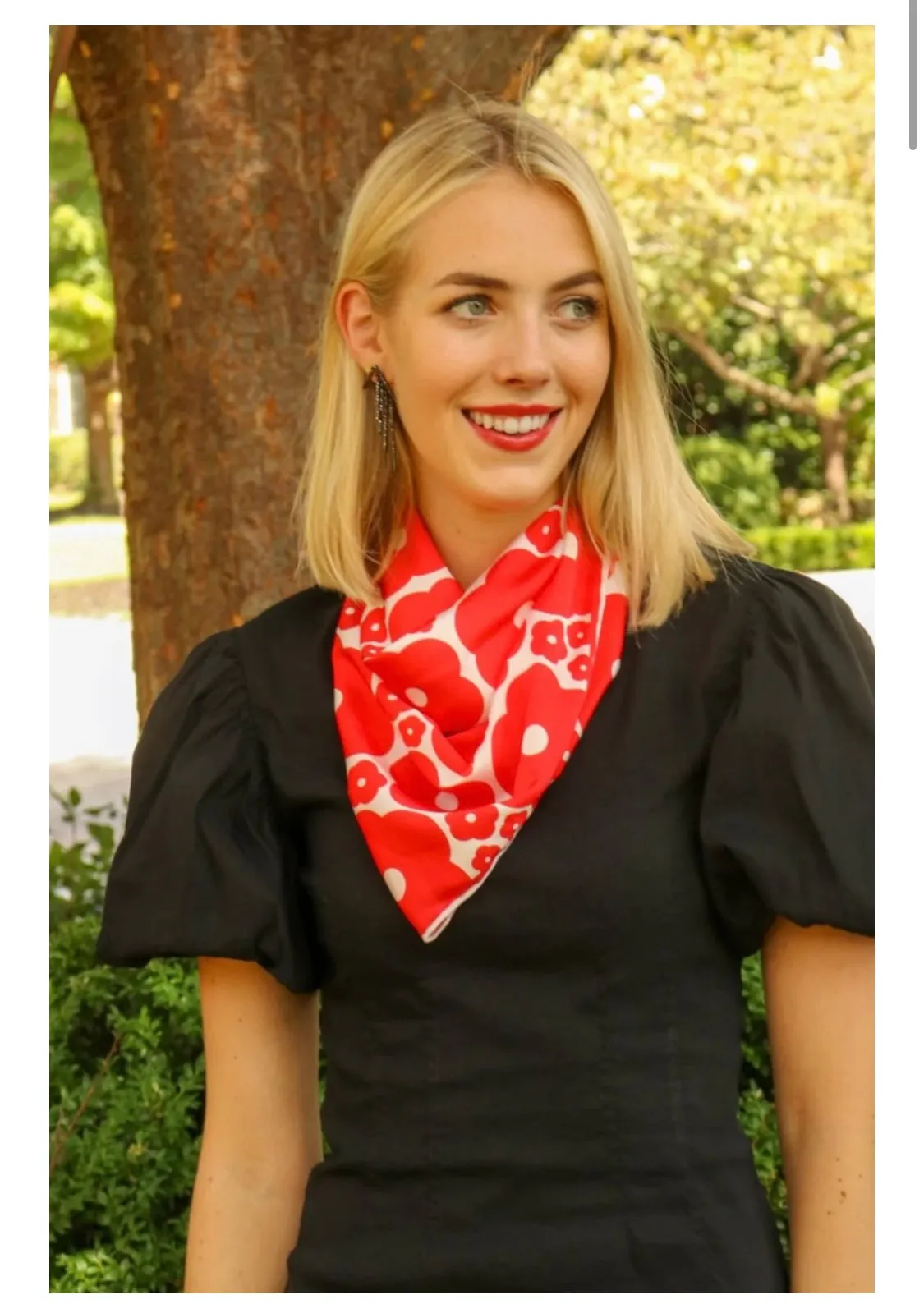 Sale! Vivid Color Handmade Floral Print Polysatin Scarf