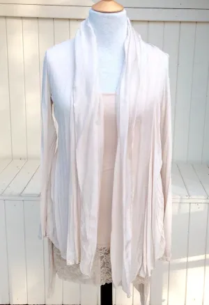 Silk and Jersey Flute layered front detail Cardigan Wrap in Vanilla One Size