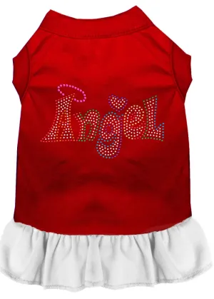 Technicolor Angel Rhinestone Pet Dress Red With White Sm (10)