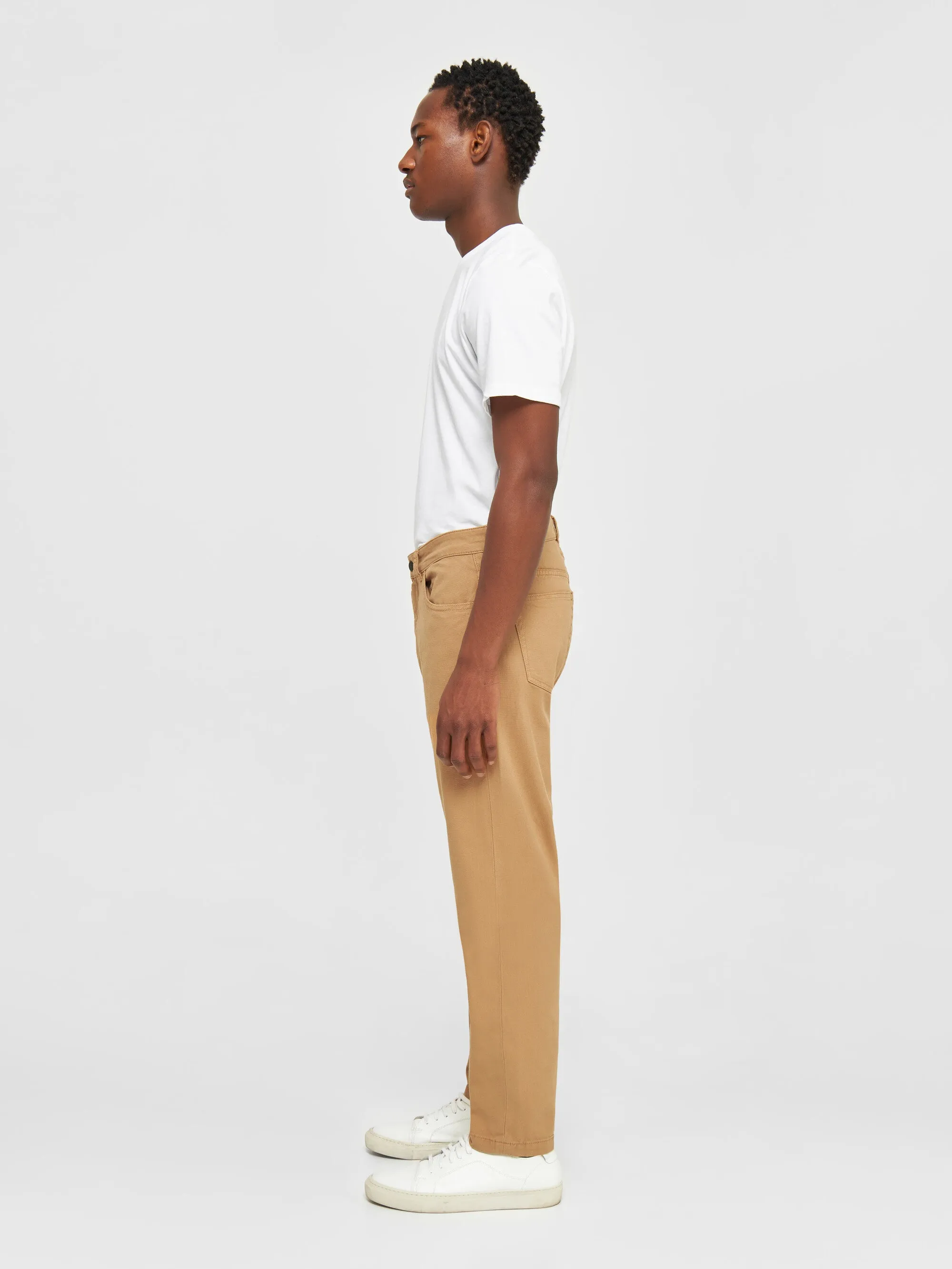 TIM tapered fit canvas 5-pocket pants - Brown Sugar