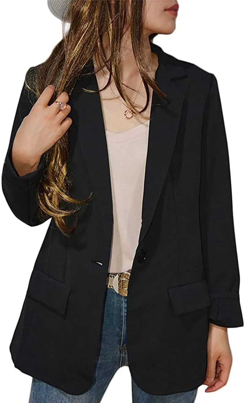 Womens Casual Blazers Open Front Long Sleeve Work Office Jackets Blazer,Casual Work Solid Color Blazer