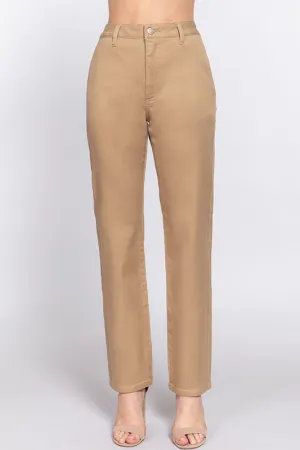 Women's Casual Straight Fit Twill Long Pants