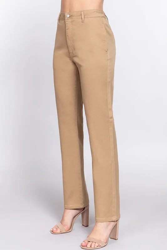 Women's Casual Straight Fit Twill Long Pants